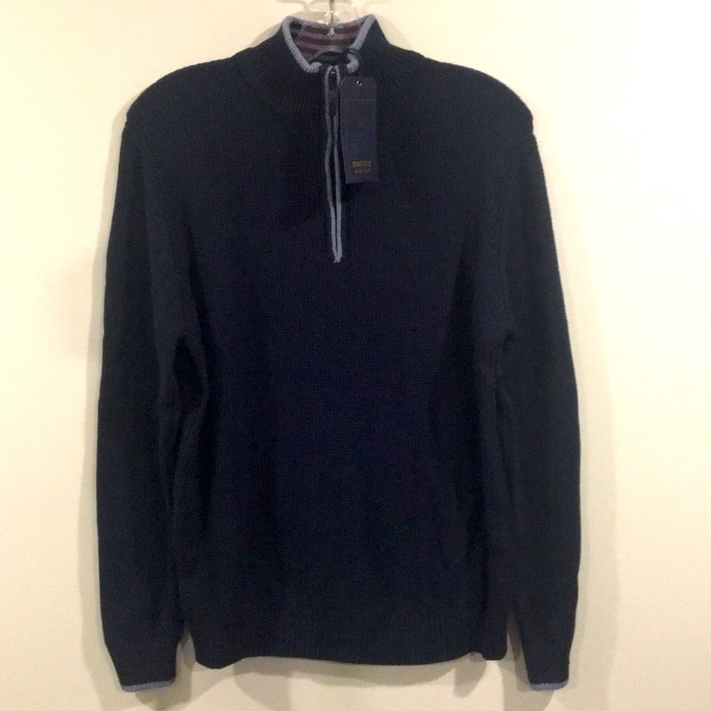 SMITH & OLIVER Men’s Navy Sweater Half Zipper